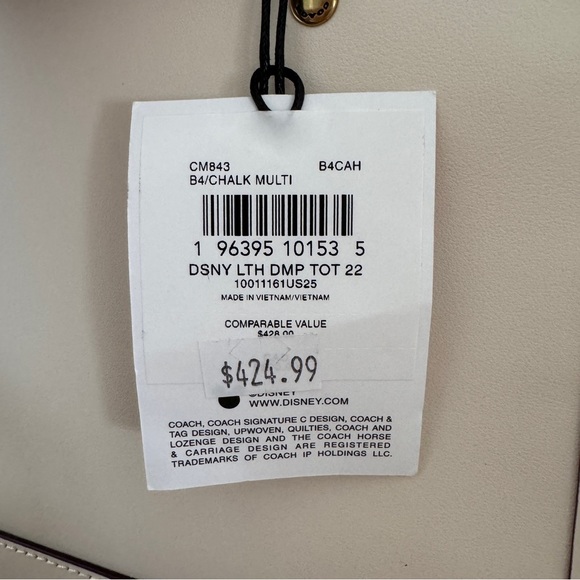 Disney X Coach Dempsey Tote 22 With Mickey Mouse CM843 Chalk - Picture 9 of 9